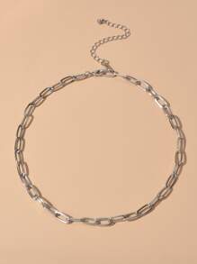 Simple Chain Necklace - Silver - View 1