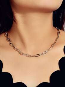 Simple Chain Necklace - Silver - View 2