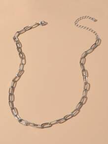 Simple Chain Necklace - Silver - View 4