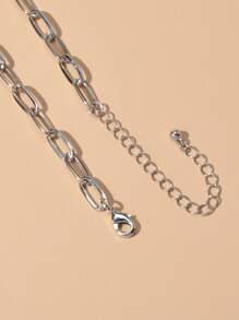 Simple Chain Necklace - Silver - View 5