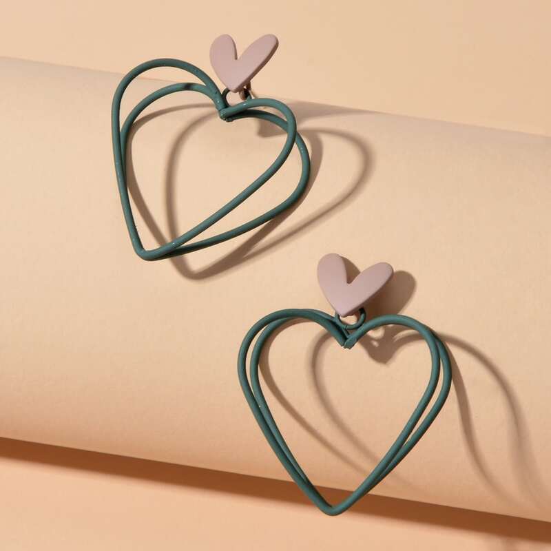 

Heart Charm Drop Earrings, Multicolor