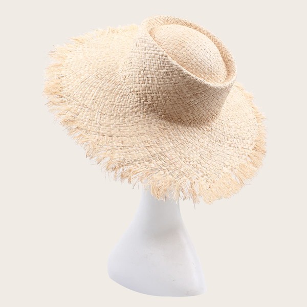 

Katy Perry's Picks Raw Hem Straw Hat, Beige