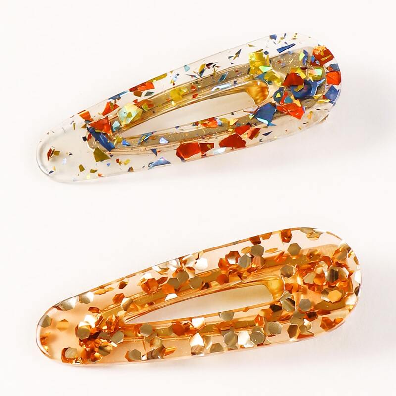 

2pcs Clear Sequins Decor Hair Clip, Multicolor