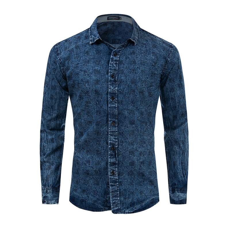

Guys Button Through Denim Shirt, Blue