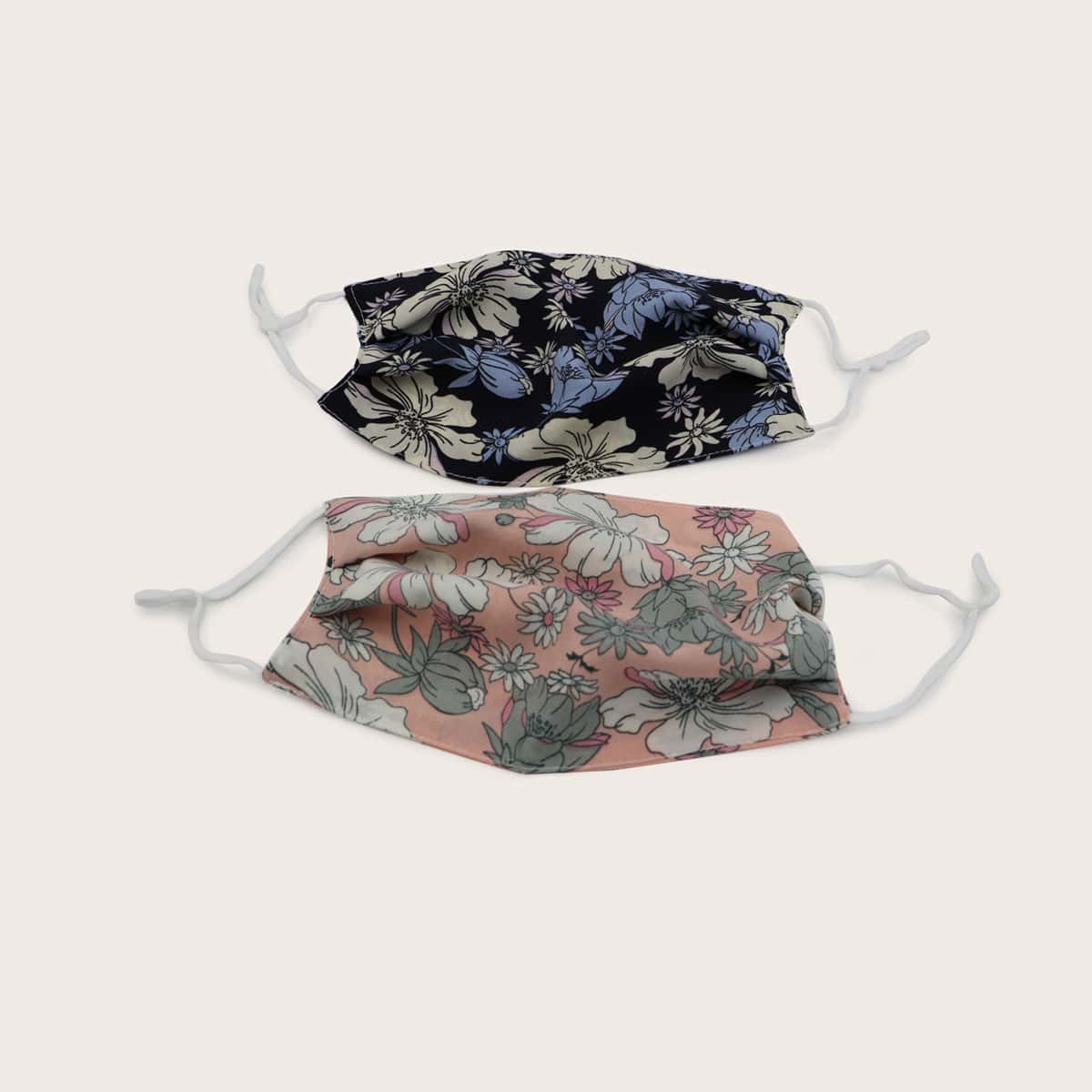 

2pcs Floral Pattern Face Mask, Multicolor