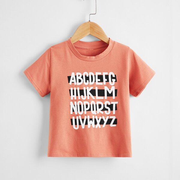 

Toddler Boys Letter Graphic Round Neck Tee, Red
