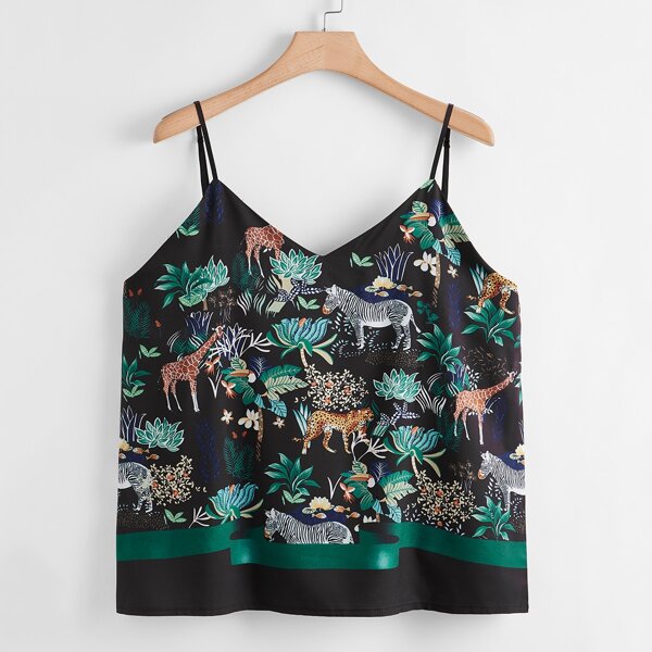 

Plus Tropical & Animal Print Cami Top, Multicolor