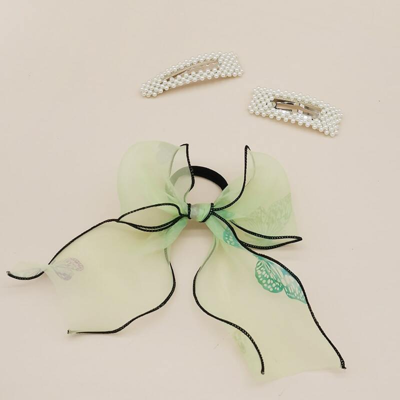 

3pcs Faux Pearl Beaded Hair Accessory Set, Multicolor