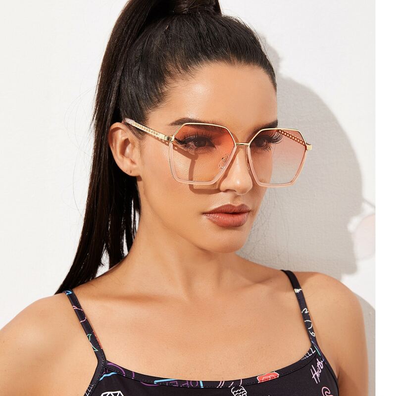 

Hexagon Shaped Sunglasses, Pink