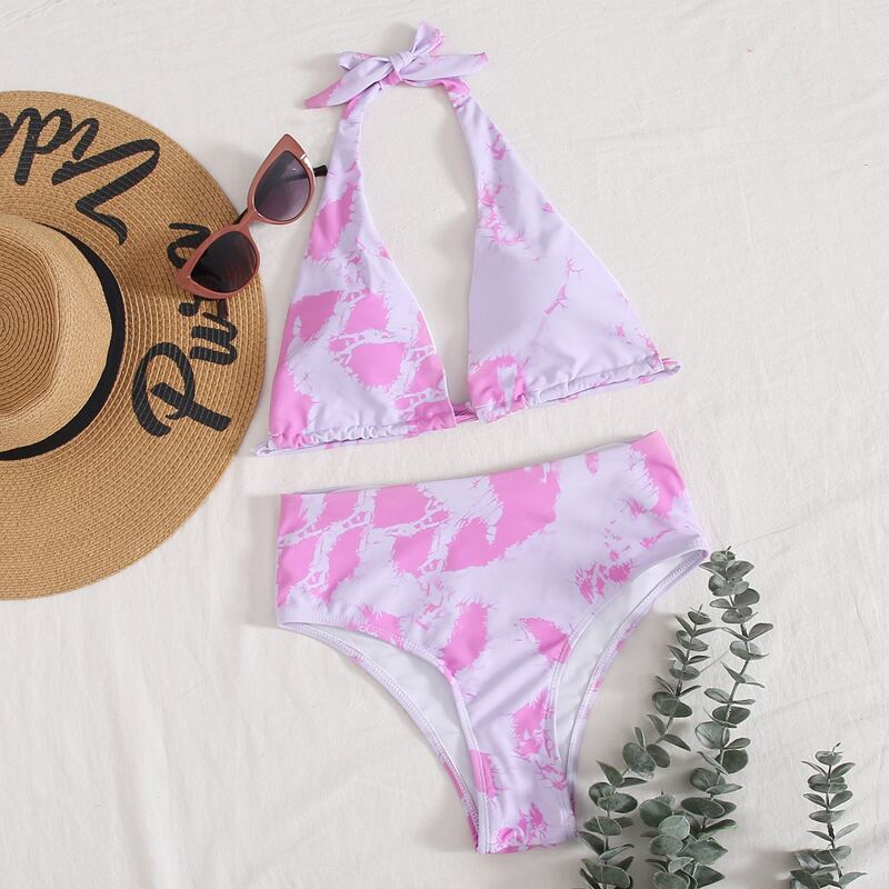 

Tie Dye High Waisted Bikini Swimsuit, Multicolor