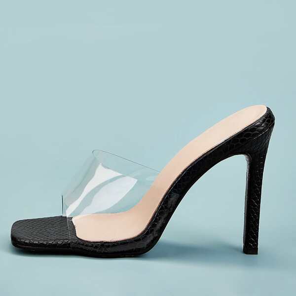 

Open Toe Clear Stiletto Heeled Mules