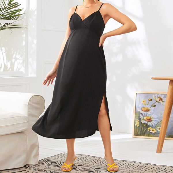 

Maternity Split Side Triangle Cami Dress, Black