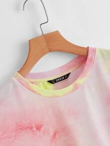 SHEIN Camiseta de Tie Dye de cuello redondo - Multicolor - Ver 4