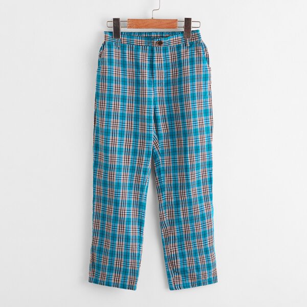 

Boys Slant Pocket Tartan Pants, Multicolor