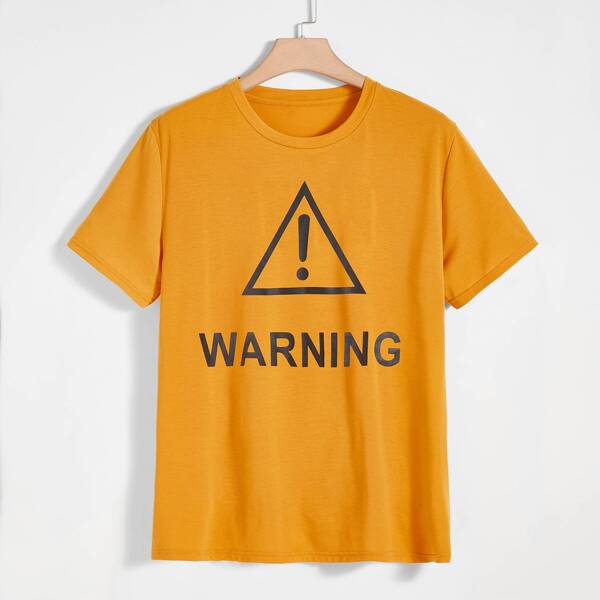 

Men Sign And Letter Graphic Tee, Yellow