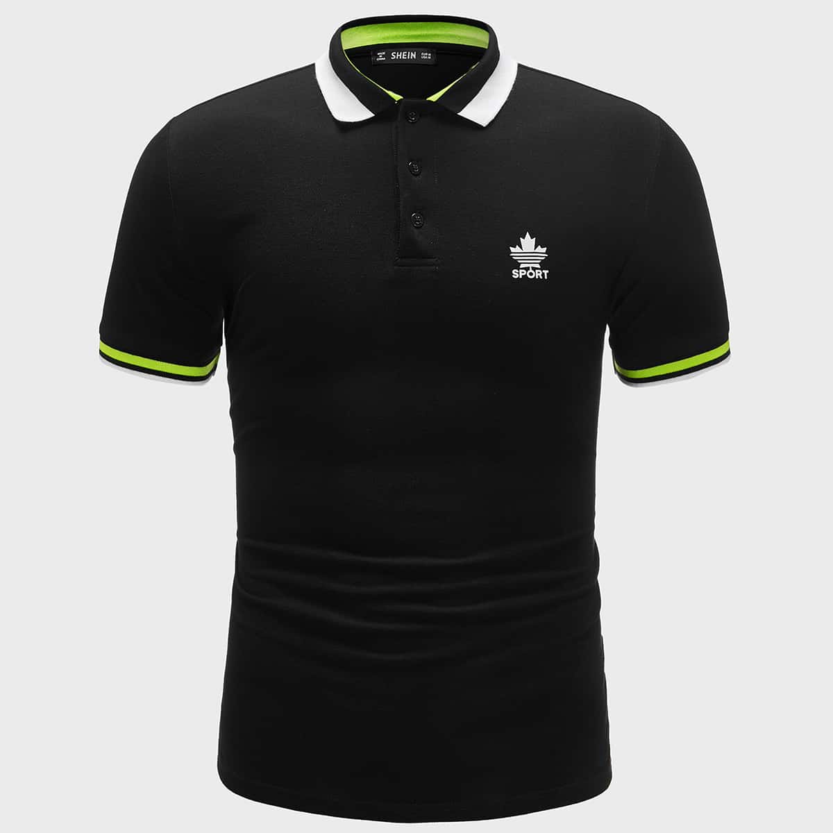 

Guys Striped Trim Polo Shirt, Black