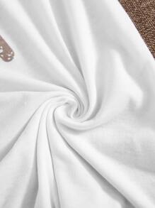 SHEIN LUNE Leopard Lip Print Short Sleeve Tee - White - View 5