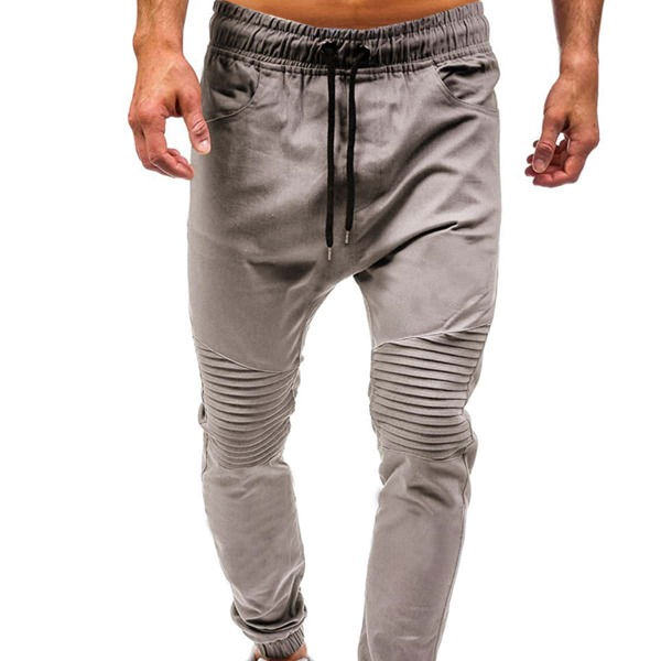

Men Pleated Detail Carrot Pants, Grey