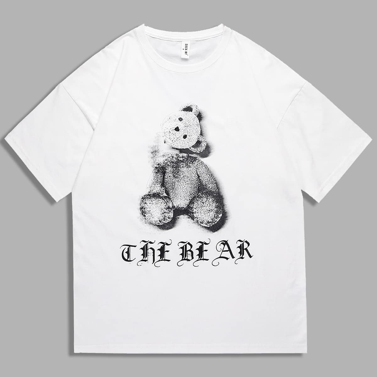 

Guys Cartoon Bear & Slogan Graphic Tee, White
