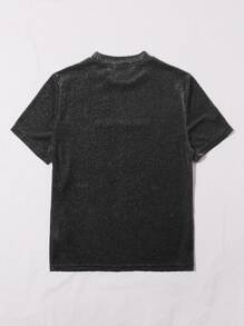 SHEIN EZwear Áo thun Plus size Nghề thêu Lá thư màu đen Hấp dẫn - màu đen - Xem 2