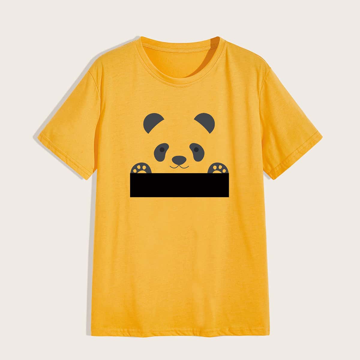 

Guys Cartoon Panda Print Tee, Yellow