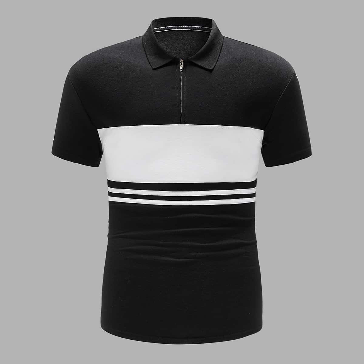 

Guys Colorblock Half Zip Polo Shirt, Black