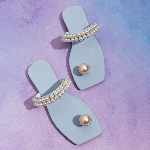 

Toe Post Faux Pearl Decor Sliders, Blue