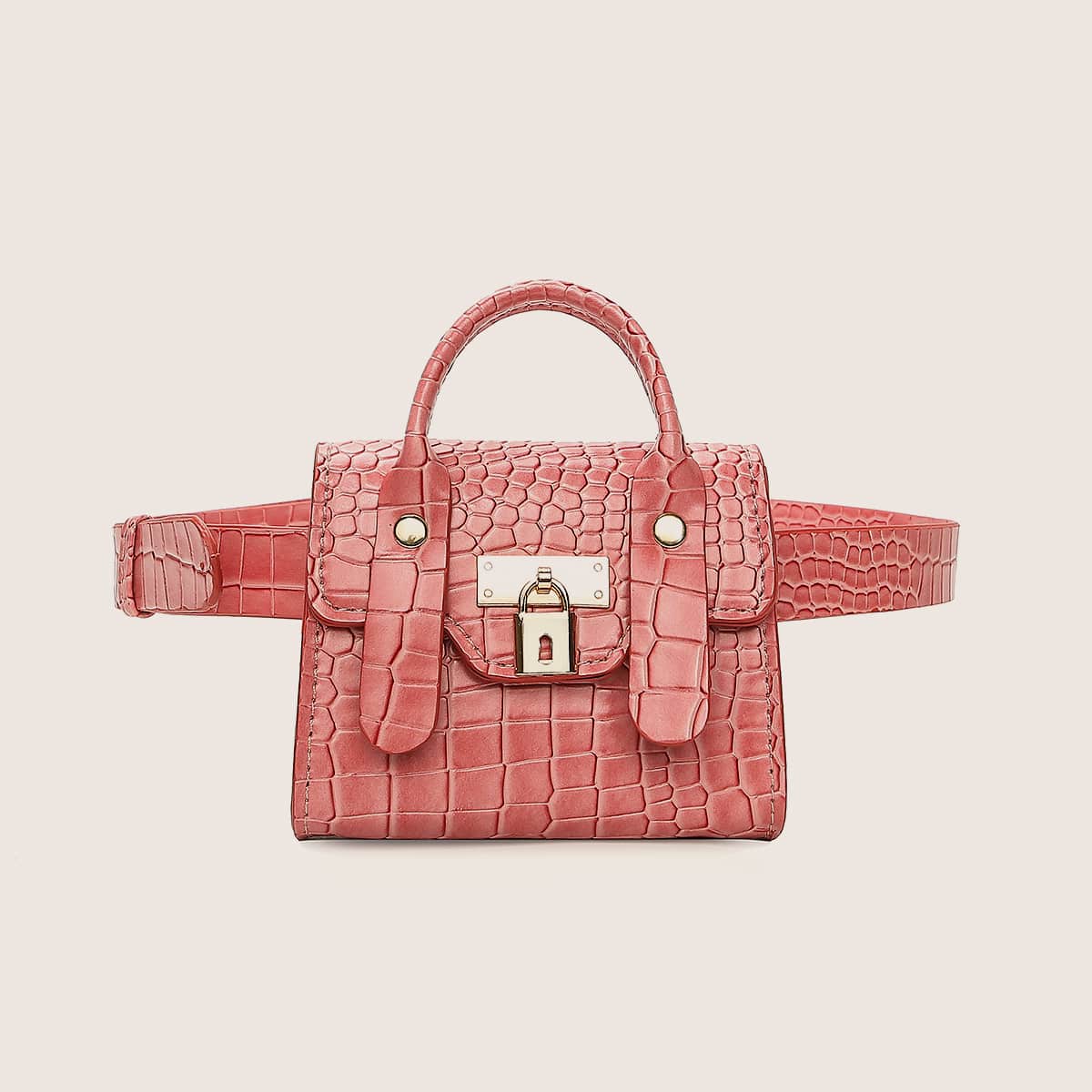 

Mini Croc Embossed Fanny Pack, Pink