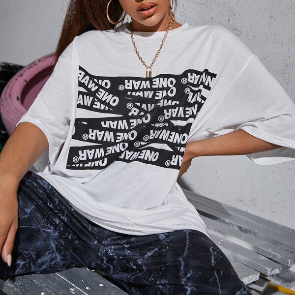 

Letter Graphic Oversized Tee, White