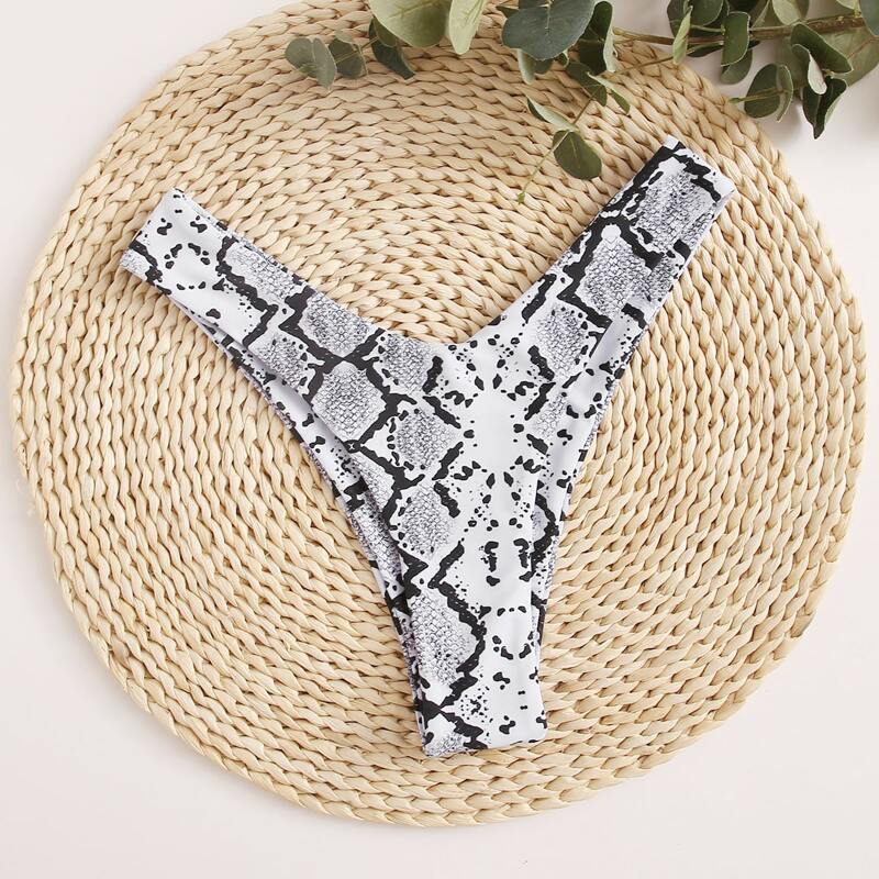 

Snakeskin High Leg Bikini Panty, Black and white