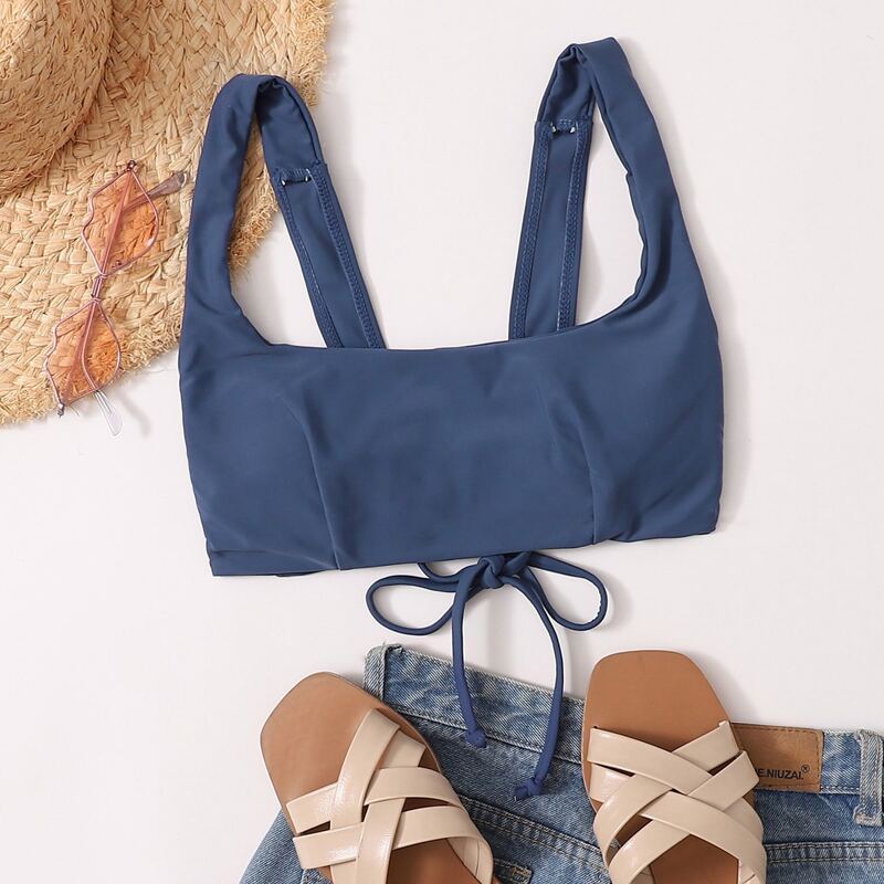 

Tie Back Bikini Top, Navy blue
