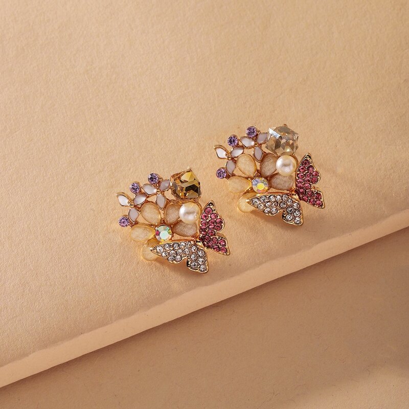 

Butterfly Decor Stud Earrings, Pink