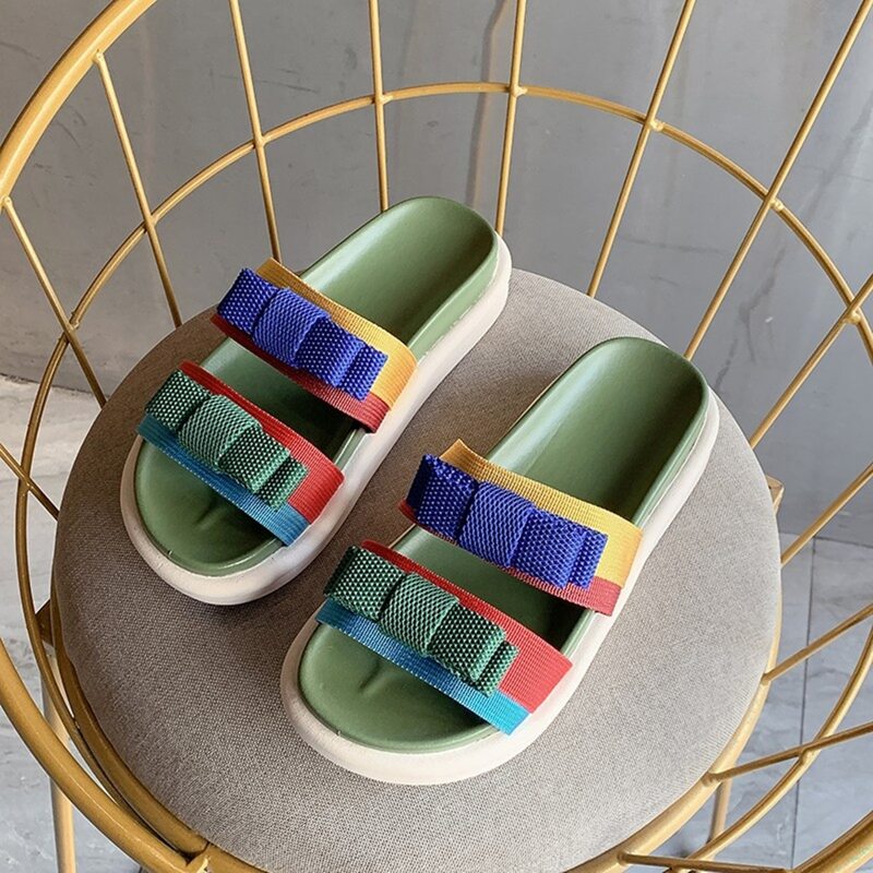 

Colorblock Bow Chunky Sliders, Multicolor