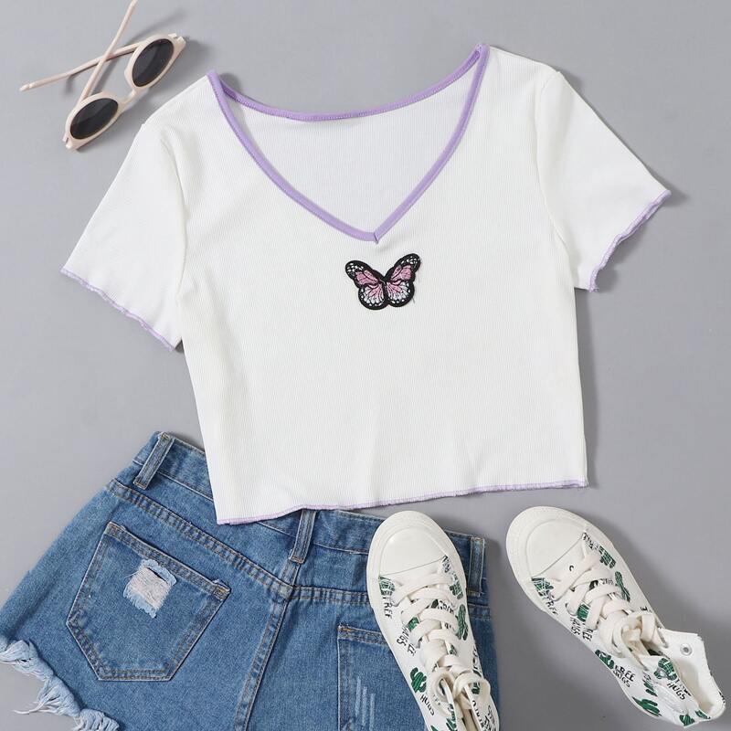 

Butterfly Patched Tee, White
