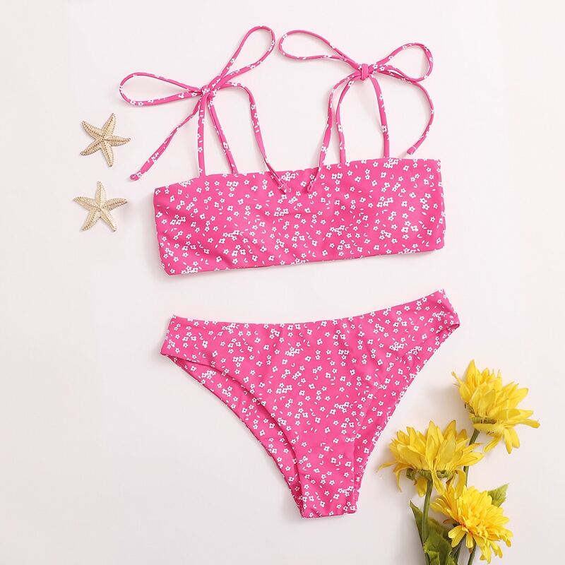 

Ditsy Floral High Cut Bikini Swimsuit, Pink