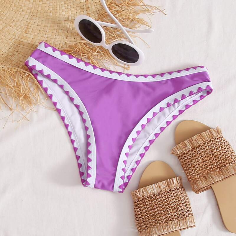 

Chevron Trim Bikini Bottom, Purple