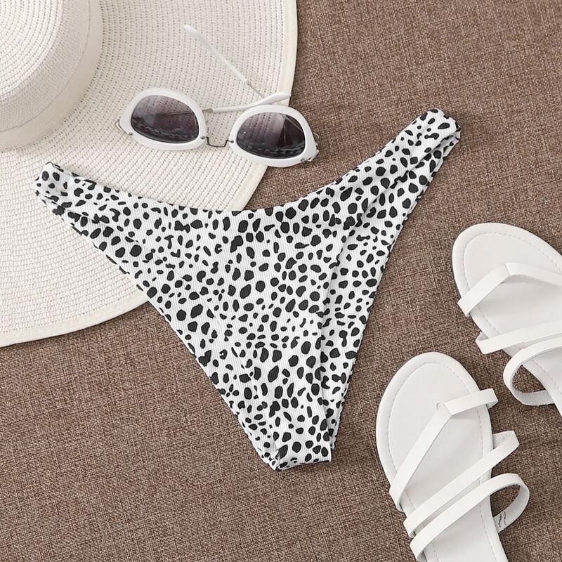 

Dalmatian High Cut Bikini Bottom, Black and white