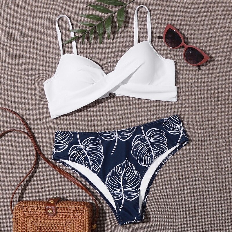 

Tropical Print Push Up Bikini Swimsuit, Multicolor