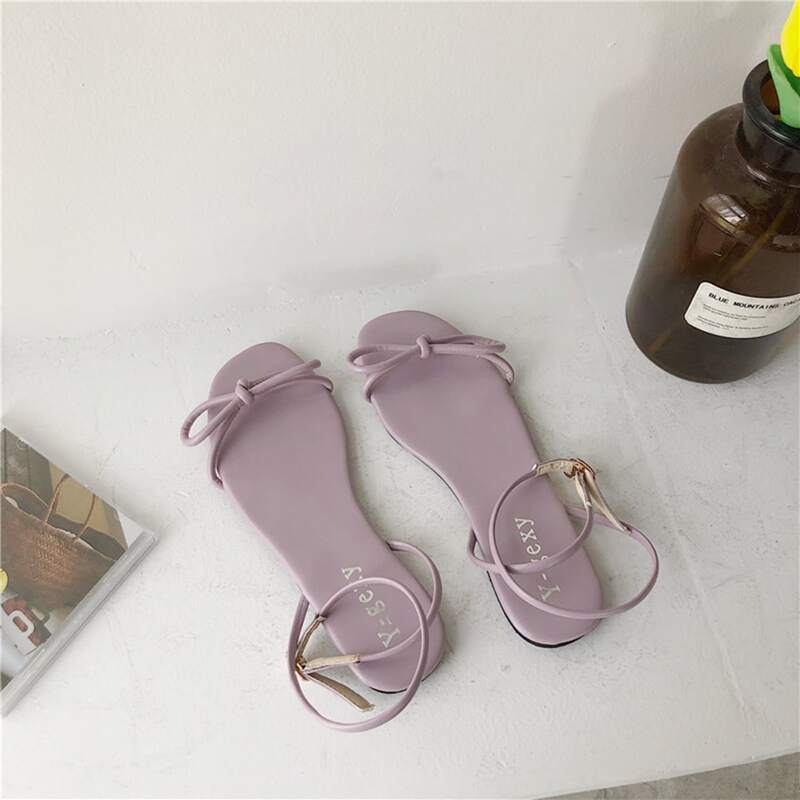 

Bow Ankle Strap Sandals, Purple