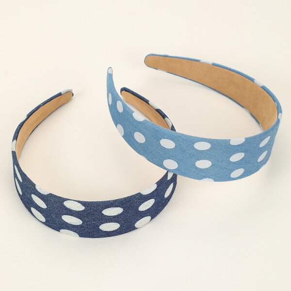 

2pcs Polka Dot Pattern Hair Hoop, Multicolor