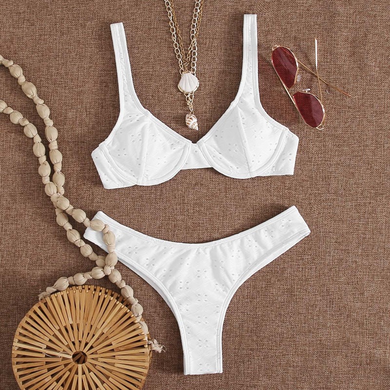 

Schiffy Push Up High Cut Bikini Swimsuit, White