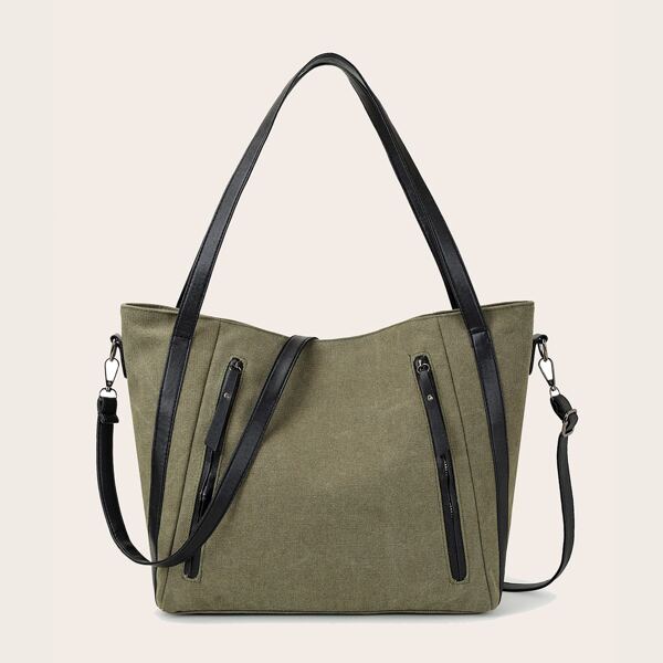 

Холщовая сумка-тоут с молнией, Армейский зеленый