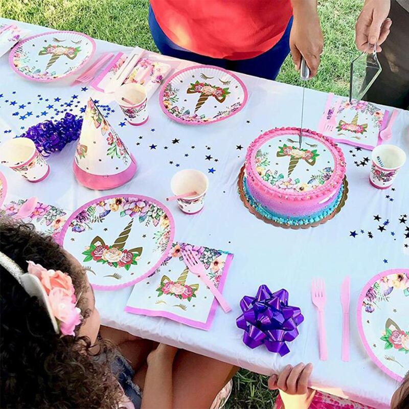 

10pcs Unicorn Print Paper Plate, Multicolor