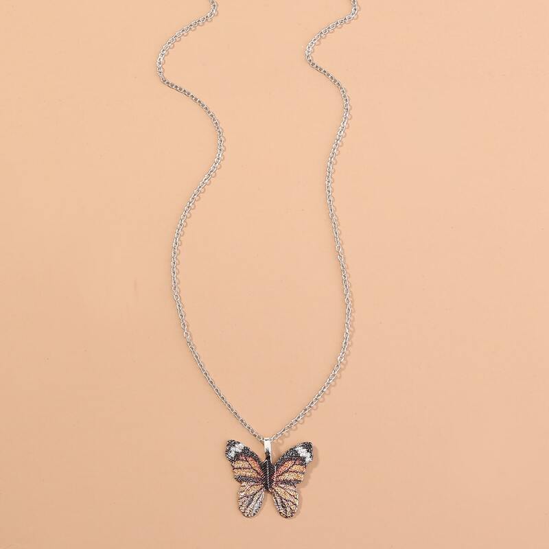 

Butterfly Pendant Necklace, Multicolor