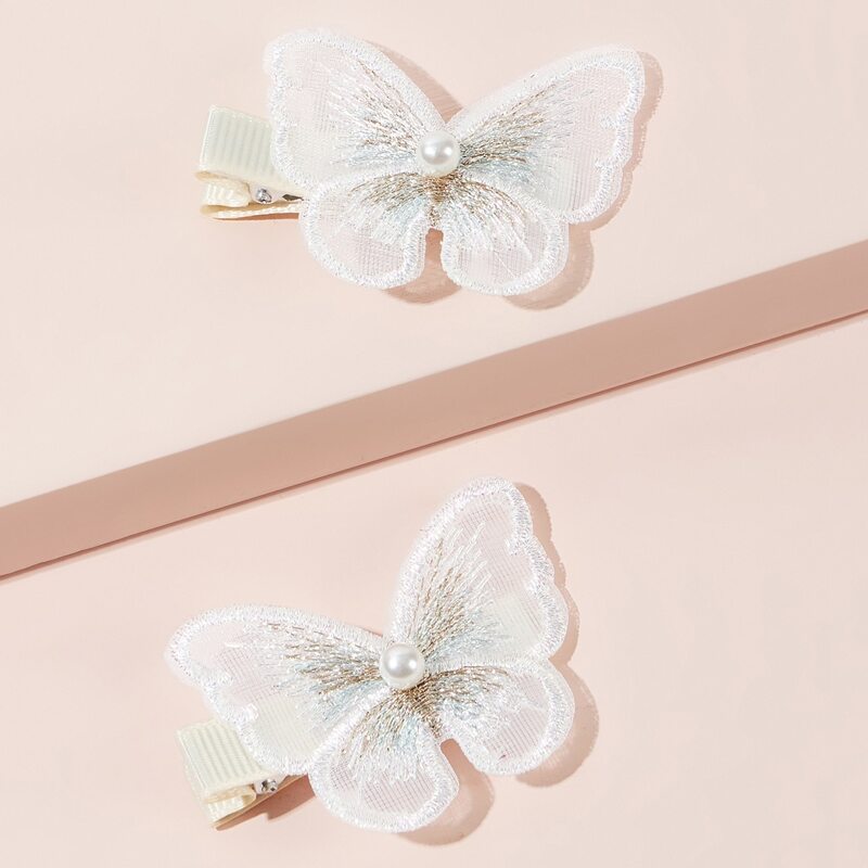 2pcs Butterfly Hair Clip, White