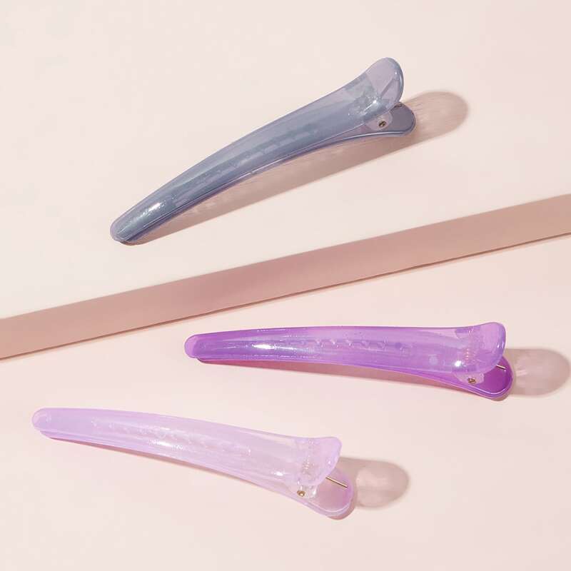 

3pcs Solid Hair Clip, Multicolor
