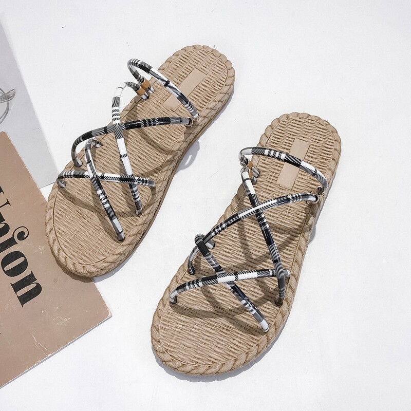 

Tartan Two Way Wear Sandals, Multicolor