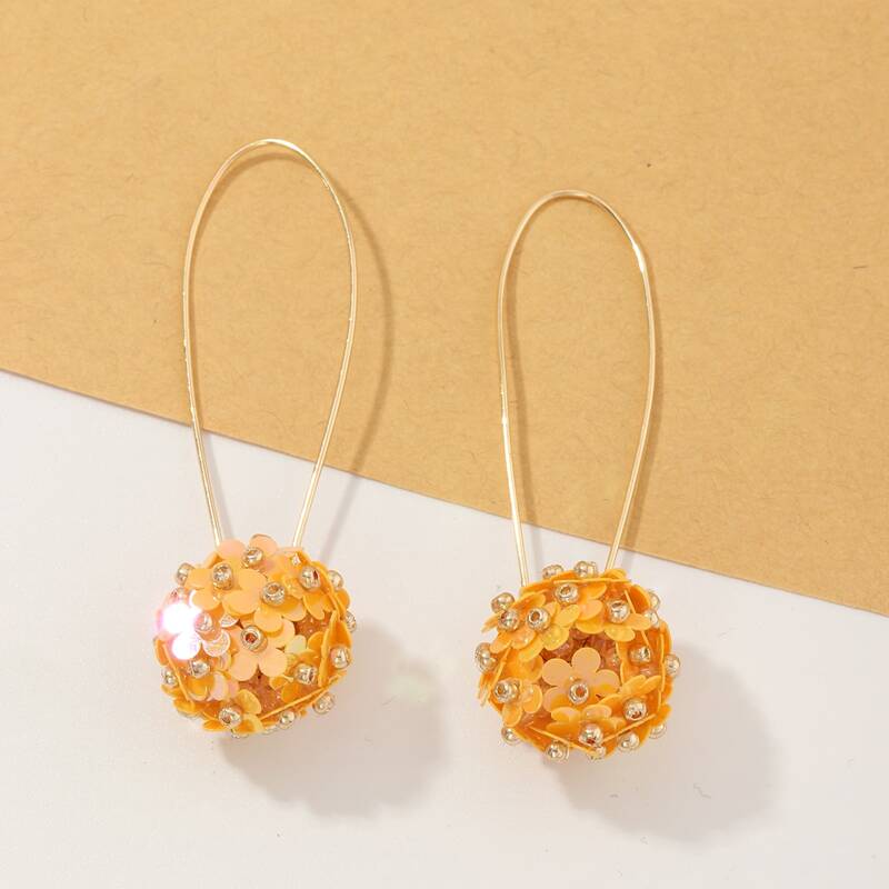 

Flower Ball Decor Earrings, Orange