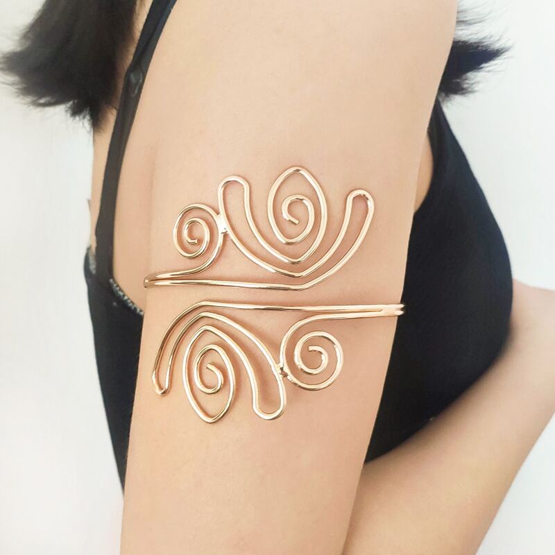 

1pc Geometric Arm Cuff, Gold