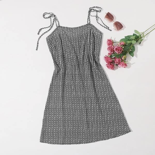 

Knot Straps Ditsy Floral Cami Dress, Grey
